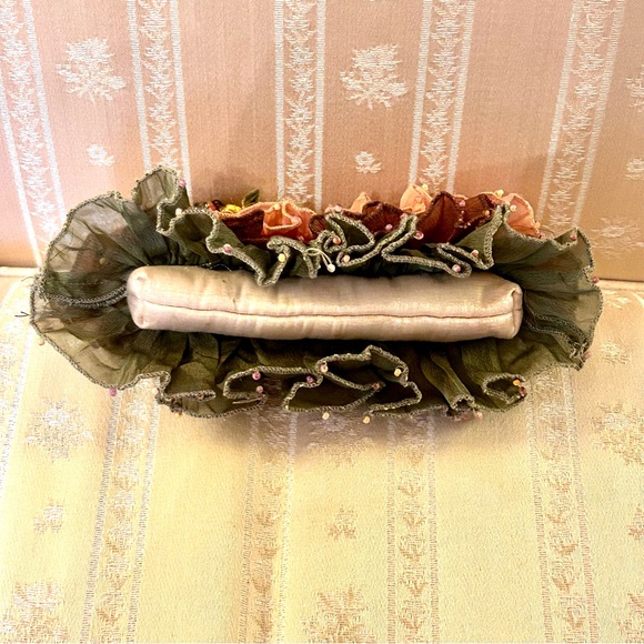 Vintage Mary Frances Silk Chiffon Fairy Beaded Luxury Clutch Purse Butterfly - Picture 8 of 16